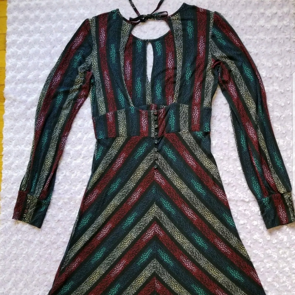 Free People Chevron Floral Cut Out Keyhole Dress
